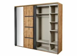 Schuifdeurkast Pauline 245cm - decor - donkerbruin- Schuifdeurkast|Schuifdeurkast