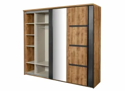 Schuifdeurkast Pauline 245cm - decor - donkerbruin- Schuifdeurkast|Schuifdeurkast