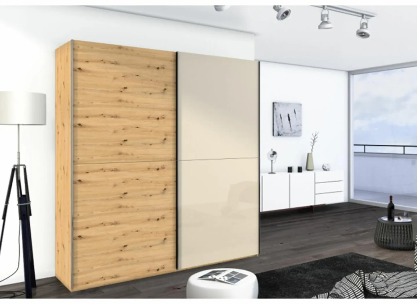 Schuifdeurkast Select 201cm - decor - artisanale eik- Dressing & Maatwerk|Schuifdeurkast