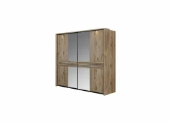 Schuifdeurkast Tanya 251cm - decor - canyon oak & zwart- Schuifdeurkast|Schuifdeurkast