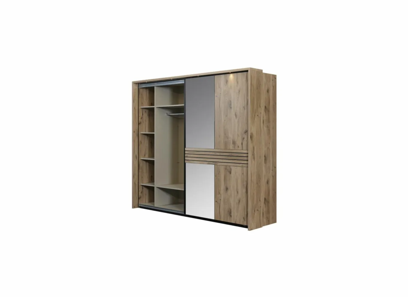 Schuifdeurkast|Schuifdeurkast|Schuifdeurkast Tanya 286cm - decor - canyon oak & zwart