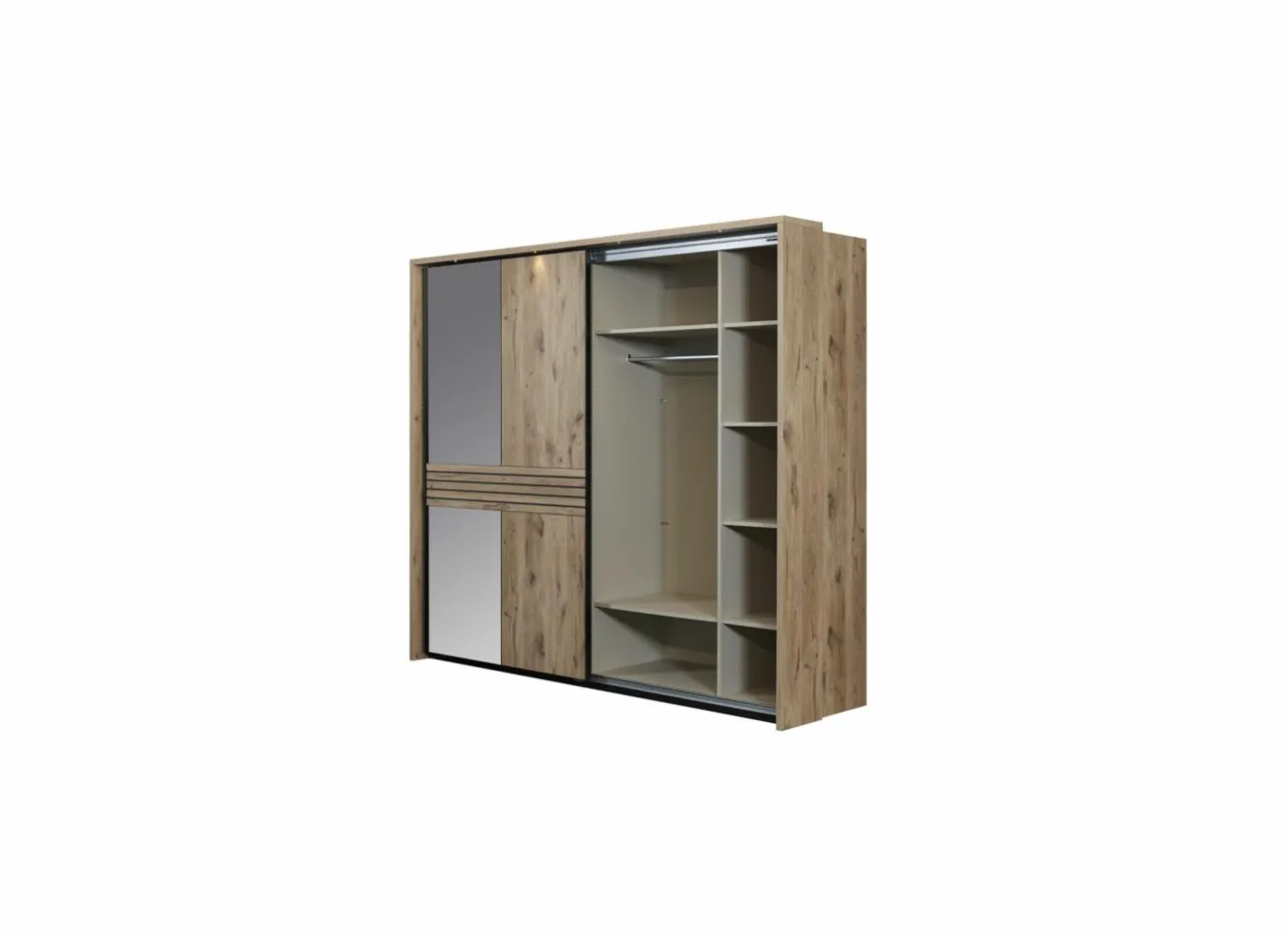 Schuifdeurkast|Schuifdeurkast|Schuifdeurkast Tanya 286cm - decor - canyon oak & zwart