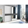 Schuifdeurkast|Schuifdeurkast|Schuifdeurkast Weimar 135cm - decor - wit & grijs