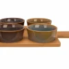 Cosy & Trendy Serveerschalen|Serveerplank met 4 kommen 31x21,5cm - keramiek - multicolor