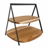 Cosy & Trendy Serveertoren 2 niveaus 28,5x25,5cm - acacia massief - zwart & bruin- Dienbladen|Serveerschalen