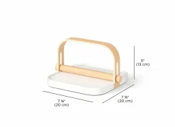 Umbra Servettenhouder Bellewood 23x20cm - kunststof & hout massief - wit & naturel- Servettenhouders