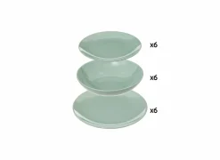 Serviessets|Serviesset Colorama 18-delig - stoneware - muntgroen