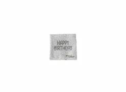 Serviette Birthday 17x17cm wit 20 stuks- Servetten|Servetten