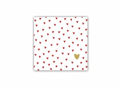 Servetten|Servetten|Serviette Little Hearts 33x33cm rood/goud 20 stuks
