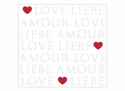 Serviette Love Letters 33x33cm - papier - wit/rood 20 stuks- Servetten|Servetten