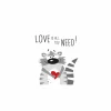 Servetten|Servetten|Serviette Need Love Racoon 33x33cm grijs 20 stuks