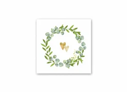 Serviette Two Hearts 25x25cm groen 20 stuks- Servetten|Servetten