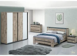 Complete Slaapkamers|Slaapkamer Elvira met bed 140x200cm - kleerkast 200cm - commode 110cm en 2 nachtkastjes