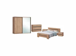 Complete Slaapkamers|Slaapkamer Erwin met bed 180x200cm - kleerkast 240cm - commode 110cm en 2 nachtkastjes
