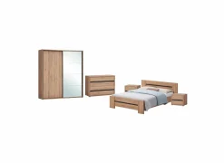 Complete Slaapkamers|Slaapkamer Erwin met bed 140x200cm - kleerkast 200cm - commode 110cm en 2 nachtkastjes