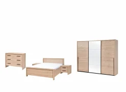 Slaapkamer met bed 160x200cm - kleerkast 253cm - commode 110cm en 2 nachtkastjes- Complete Slaapkamers