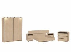 Complete Slaapkamers|Slaapkamer met bed 180x200cm - kleerkast 184cm - commode 97cm en 2 nachtkastjes