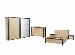 Complete Slaapkamers|Slaapkamer Phaedra met bed 140x200cm - kleerkast 217cm - commode 120cm en 2 nachtkastjes
