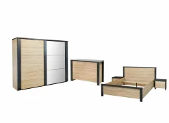 Slaapkamer Phaedra met bed 180x200cm - kleerkast 217cm commode 120cm en 2 nachtkastjes- Complete Slaapkamers