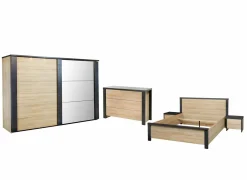 Slaapkamer Phaedra met bed 140x200cm - kleerkast 280cm - commode 120cm en 2 nachtkastjes- Complete Slaapkamers