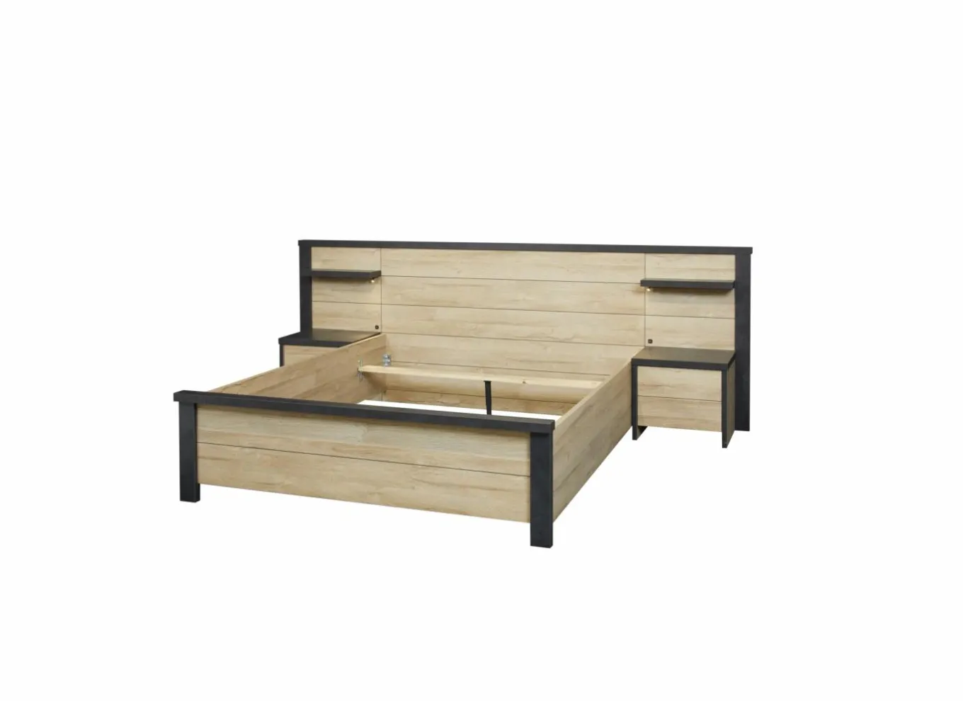 Complete Slaapkamers|Slaapkamer Phaedra met bed 180x200cm - kleerkast 217cm - commode 120cm en 2 nachtkastjes