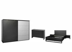 Slaapkamer Rosie met bed 140x200cm - kleerkast 245cm - commode 110cm en 2 nachtkastjes- Complete Slaapkamers