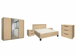 Complete Slaapkamers|Slaapkamer Tessa met bed 160x200cm - kleerkast 250cm - commode 90cm en 2 nachtkastjes