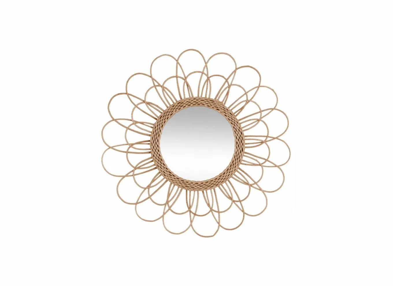 Spiegels|Decoratieve Accessoires|Spiegel Rotan Bloem Ø56cm