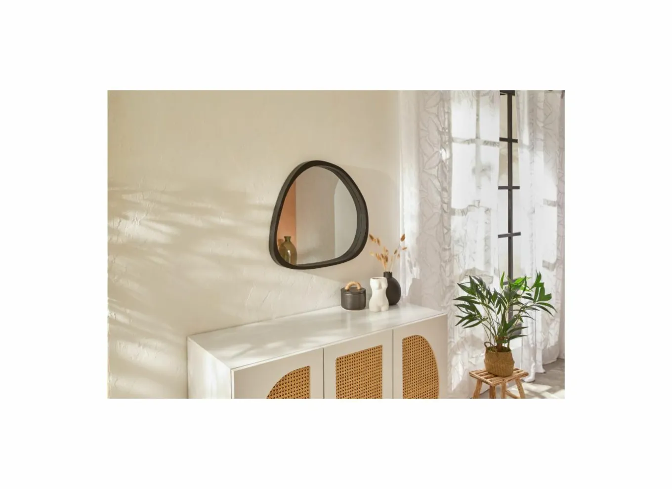 Spiegels|Spiegels|Spiegel Wayne 63x57cm - MDF/glas - zwart