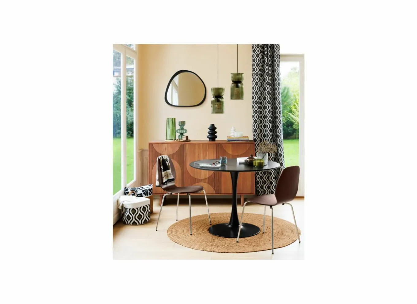 Spiegels|Spiegels|Spiegel Wayne 63x57cm - MDF/glas - zwart