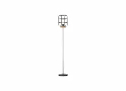 Staande lamp Gwen H163cm E27 - hout massief & metaal - zwart- Andere Vloerlampen