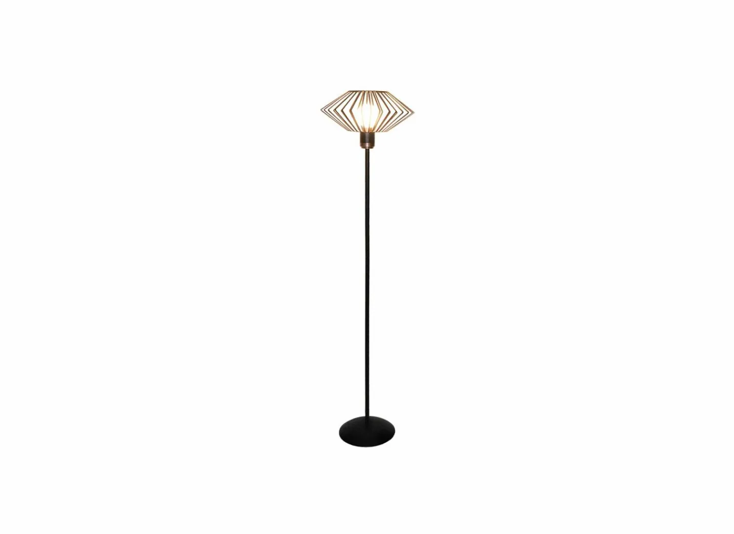 Staande lamp H150cm E27 - staal - zwart & koper- Andere Vloerlampen