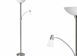 Brilliant Andere Vloerlampen|Leeslampen|Staande lamp met leeslamp Lucy LED H180cm E27 & E14 - metaal & glas - mat chroom