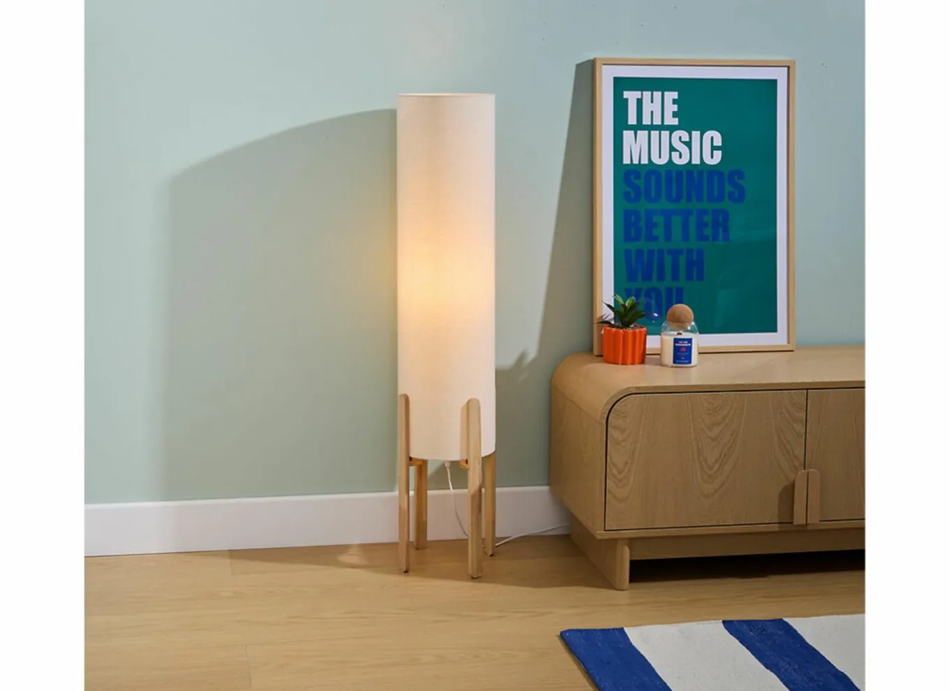 Andere Vloerlampen|Staande lamp Rafa H107cm E27 - PVC & staal & hevea - beige & naturel