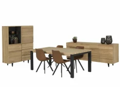 Keukenstoelen|Eetkamerstoelen|Stoel Frantz 47x57x83cm - lederlook - cognac