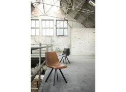 Keukenstoelen|Eetkamerstoelen|Stoel Frantz 47x57x83cm - lederlook - cognac