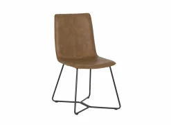 Stoel Zigzag 46x60x90cm - lederlook - cognac- Eetkamerstoelen