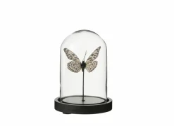 Decoratieve Accessoires|Stolp Vlinder H16cm - glas - zwart & transparant