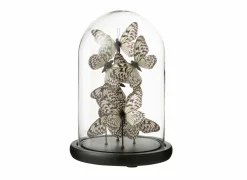 Stolp Vlinder H26cm - glas - zwart & transparant- Decoratieve Accessoires