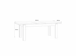 Tafel Kaszimiro 180/220x90cm - decor - waterford eik & zwart- Keukentafels|Eettafels