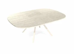 Perfecta Tafel Onyxplus 140/200x140cm - HPL - travertin tivoli & sable- Eettafels