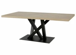 Tafel Sacha 170x100cm - melamine & metaal - canyon oak & zwart- Eettafels