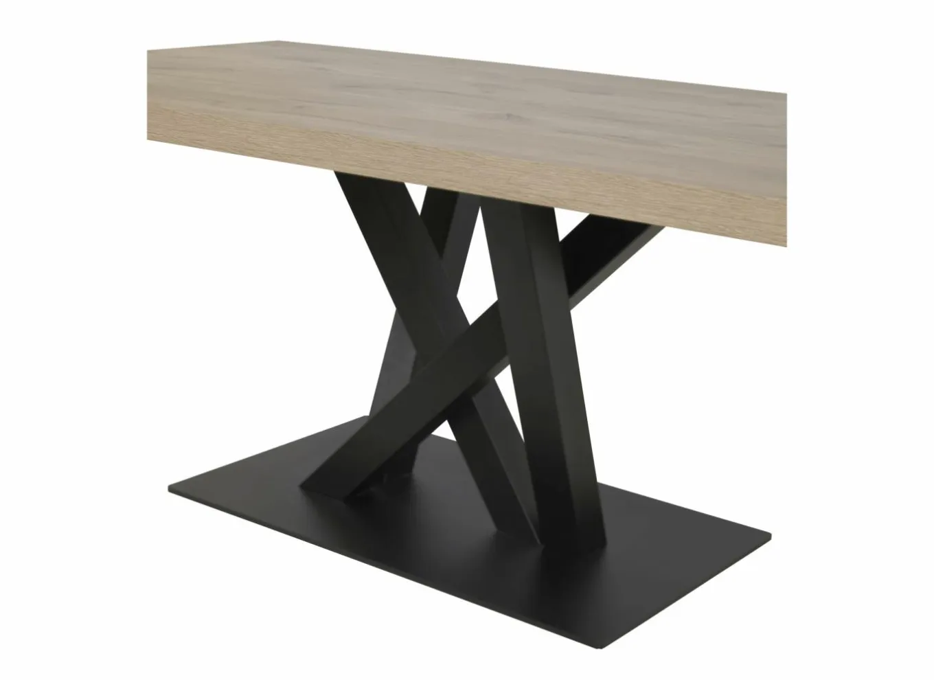 Eettafels|Tafel Sacha 200x100cm - melamine & metaal - canyon oak & zwart