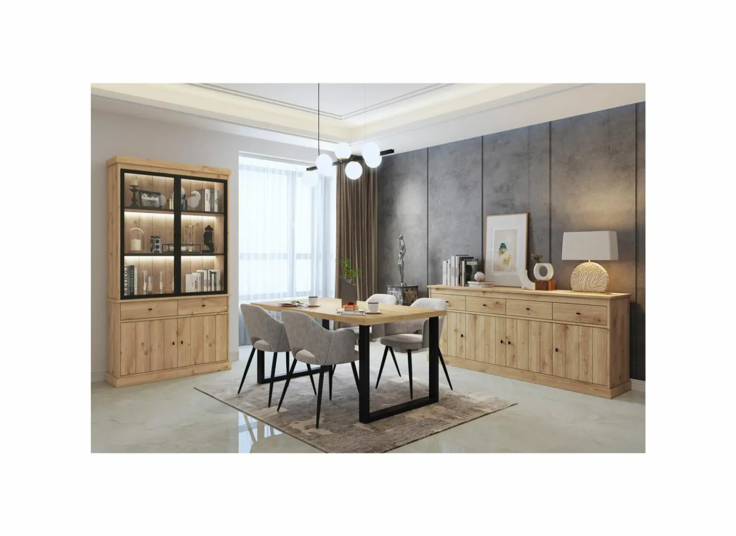 Tafel Valencia 210x98cm - melamine - lichte eik- Eettafels