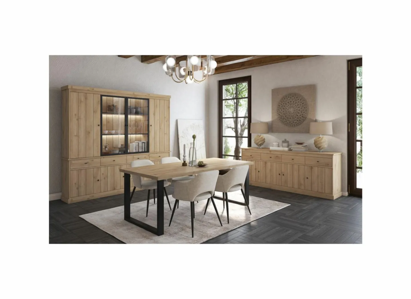 Tafel Valencia 210x98cm - melamine - lichte eik- Eettafels