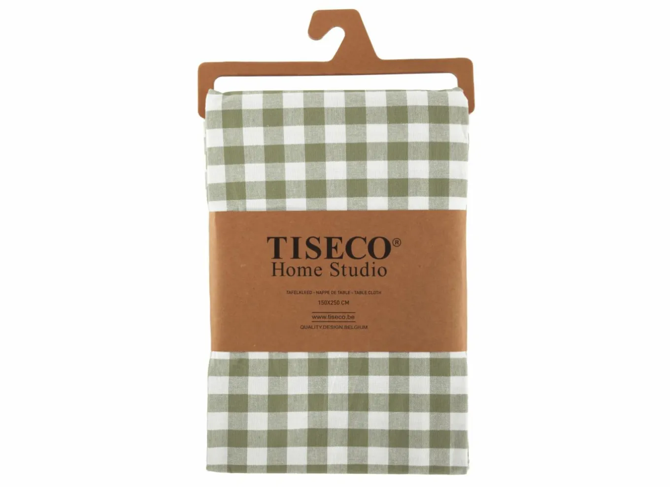 Tiseco Tafellakens|Tafelkleed Gingham 150x250cm - katoen - olijfgroen