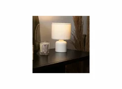 Tafellamp Bona E14 H22cm - PVC & bouclé - wit- Tafellampen