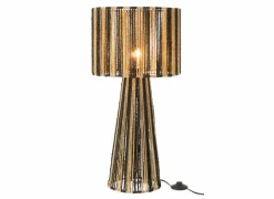 Tafellamp E27 H69cm - papier - zwart & naturel- Tafellampen