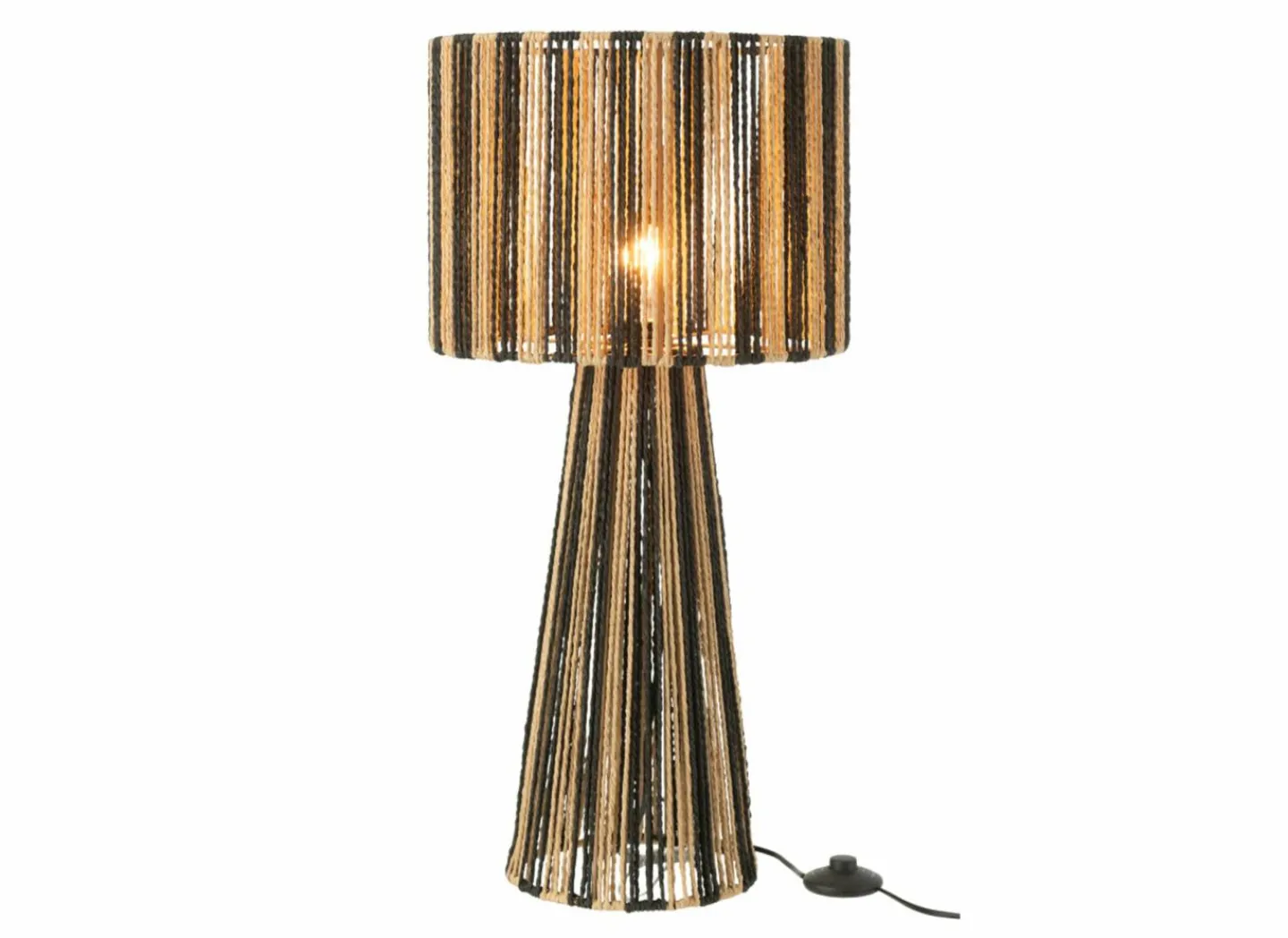 Tafellamp E27 H69cm - papier - zwart & naturel- Tafellampen