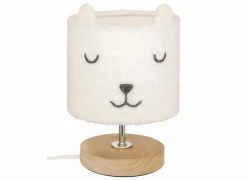 Tafellamp Kids Toxey Ø15xH23cm - bouclé - wit- Kinderbureaulampen|Tafellampen